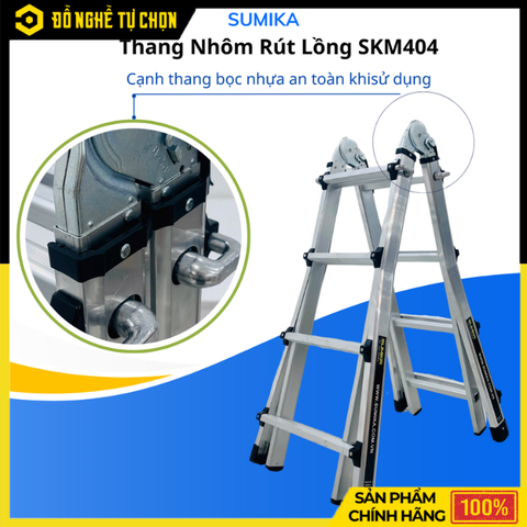 Thang Nhôm Chữ A Mở Rộng Sumika SKM404 – Đa Năng, An Toàn, Tiện Lợi Cho Mọi Công Việc Trên Cao – Hàng Chính Hãng, Có VAT