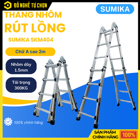 Thang Nhôm Chữ A Mở Rộng Sumika SKM404 – Đa Năng, An Toàn, Tiện Lợi Cho Mọi Công Việc Trên Cao – Hàng Chính Hãng, Có VAT