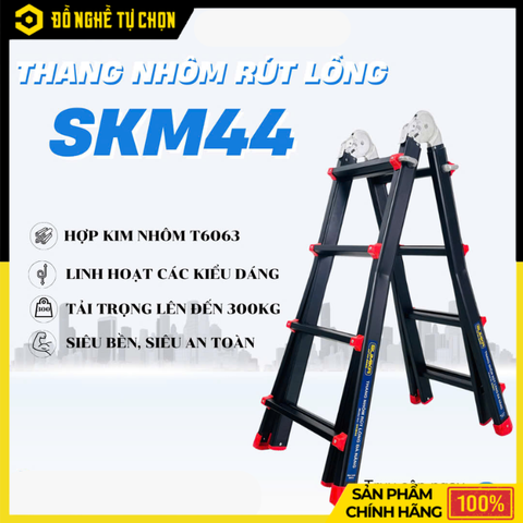 Thang Nhôm Rút Lồng Sơn Tỉnh Điện SUMIKA SKM44, Chữ A Cao 2.0m