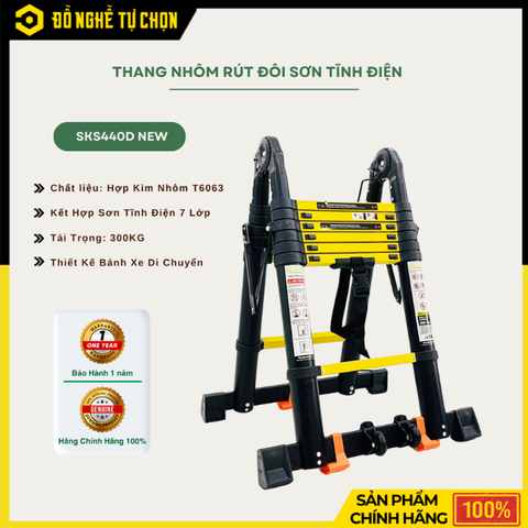 Thang Nhôm Rút Đôi Sumika SKS440D Sơn Tĩnh Điện 2m2 – Gọn Nhẹ, Đa Năng, An Toàn Khi Sử Dụng | Hàng Chính Hãng, Có VAT