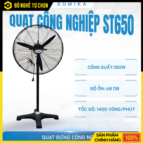 Quạt Công Nghiệp Đứng Sumika ST650 – Gió Mạnh, Tiết Kiệm Điện, Bền Bỉ Cho Mọi Không Gian Rộng, Hàng Chính Hãng Có VAT