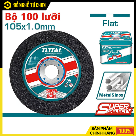 Bộ 100 Đĩa Cắt Kim Loại TOTAL TAC210105100 – 105mm – Cắt Inox, Thép, Sắt – Hàng Chính Hãng Có VAT