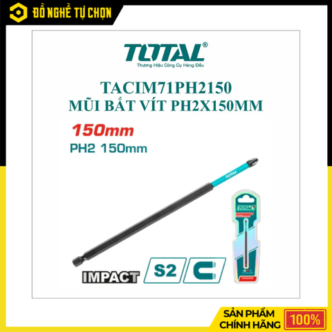 Mũi Bắt Vít PH2x150mm Total TACIM71PH2150 – Thép S2 Cao Cấp, Nam Châm Hít Mạnh, Bắt Vít Chính Xác | Hàng Chính Hãng, Có VAT