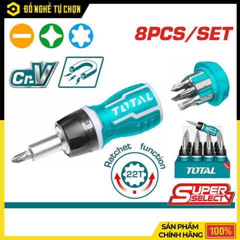 Bộ Tua Vít Ratchet 8 Trong 1 Total TACSDS1726 – Đa Năng, Vặn Nhanh Gọn | Hàng Chính Hãng, Có VAT