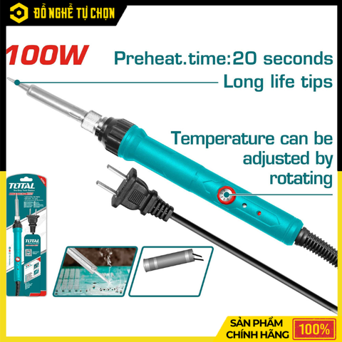 Mỏ Hàn Chì 100W Total TET1100831 – Làm Nóng Siêu Nhanh 20 Giây – Tay Cầm Cách Nhiệt – Hàng Chính Hãng Có VAT