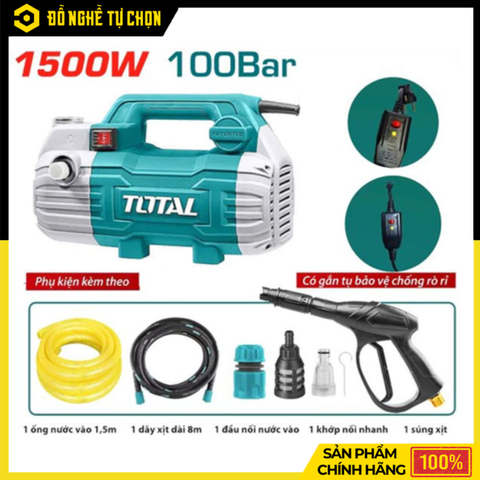 Máy Xịt Rửa Total TGT112362 – 1500W – 100 Bar – Dây Xịt 8m – Hàng Chính Hãng Có VAT