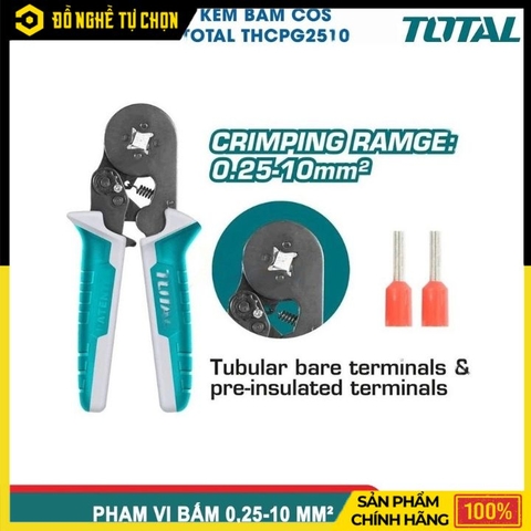 Kềm Bấm Cos Total THCPG2510 – Bấm Dây AWG23-7 (0.25–10mm²) – 6 Inch – Hàng Chính Hãng Có VAT