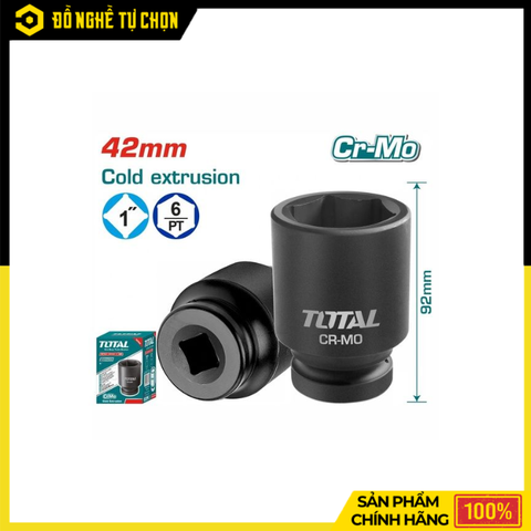 Đầu Tuýp Đen Lục Giác Vuông 1 Inch Total THHISD0142L 42mm Chuyên Dụng Siết Mở Công Nghiệp Hạng Nặng | Hàng Chính Hãng, Có VAT