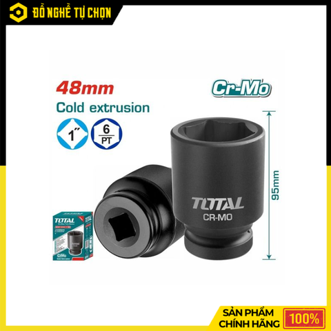 Đầu Tuýp Đen Lục Giác Vuông 1 Inch Total THHISD0148L 48mm Chuyên Dụng Công Nghiệp, Chịu Lực Siêu Bền | Hàng Chính Hãng, Có VAT