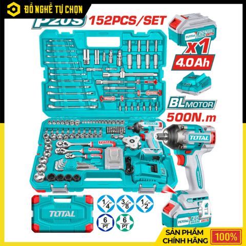 Combo Máy Siết Bu Lông Total TIWLI2050 Kèm 152 Phụ Kiện THKTHP31522 | Hàng Chính Hãng, Có VAT