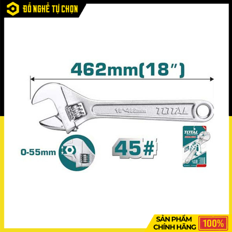 Mỏ Lết Total THT1010183 18 Inch Cao Cấp, Hàm Mở Rộng, Thép CR-V Bền Bỉ Chuyên Dụng | Hàng Chính Hãng, Có VAT