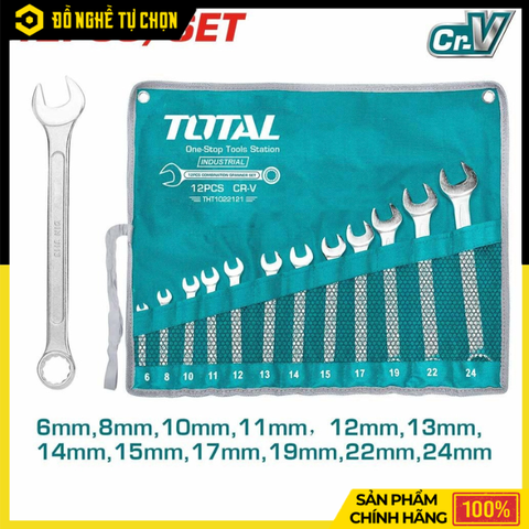 Bộ cờ lê vòng miệng Total THT1022121 – 12 món (6–24mm) – Hàng chính hãng có VAT