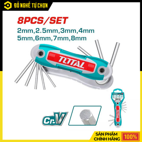Bộ Lục Giác Xếp 8 Chi Tiết Total THT1061826 – 2-8mm Gọn Nhẹ, Tiện Lợi | Hàng Chính Hãng, Có VAT