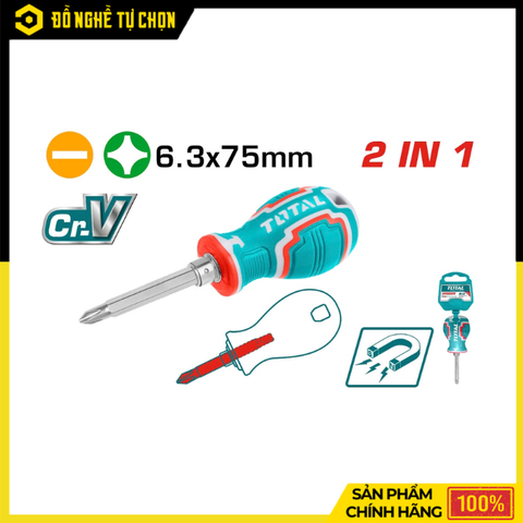 Tuốc Nơ Vít 2 Đầu Dẹp Và Bake Total THT250216 Đa Năng, Thép Cr-V Bền Bỉ, Tiện Lợi Cho Mọi Công Việc | Hàng Chính Hãng, Có VAT