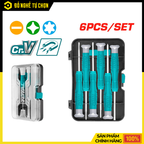 Bộ 6 Tua Vít Đồng Hồ Total THT250PS0601 – Chính Xác Cho Linh Kiện Nhỏ, Thép CR-V Cao Cấp | Hàng Chính Hãng, Có VAT