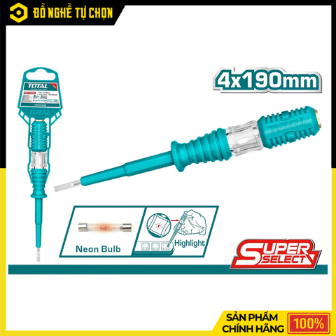 Bút Thử Điện Total THT291908 190mm Kiểm Tra Điện Áp Nhanh Thiết Kế An Toàn – Hàng Chính Hãng, Có VAT