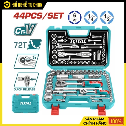 Bộ Tuýp 44 Chi Tiết Total THT421441 1/2 Inch Thép Cr-V Cao Cấp, Đầy Đủ Dụng Cụ Cho Sửa Chữa Chuyên Nghiệp | Hàng Chính Hãng, Có VAT