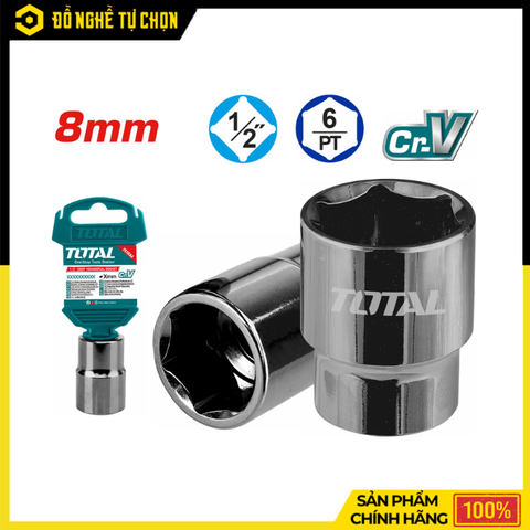 Đầu Tuýp 6 Góc 1/2” Total THTST12081 8mm Vặn Siết Chắc Chắn, Bền Bỉ Cho Thợ Chuyên Nghiệp | Hàng Chính Hãng, Có VAT
