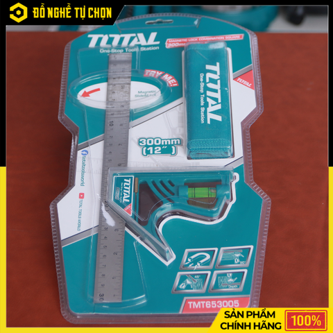 Thước Vuông Kết Hợp Total TMT653005 – 300mm (12”) – Lưỡi Inox Chống Gỉ – Có Nút Khóa Từ Tính – Hàng Chính Hãng Có VAT