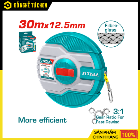 Thước Dây Sợi Thủy Tinh 20m Total TMTF18306 – Đo Đạc Linh Hoạt, Bền Bỉ Ngoài Trời  | Hàng Chính Hãng, Có VAT