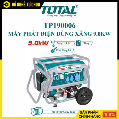 MÁY PHÁT ĐIỆN DÙNG XĂNG 9.0KW TOTAL TP190006 – CÔNG SUẤT LỚN, VẬN HÀNH ÊM, ĐÁNG TIN CẬY