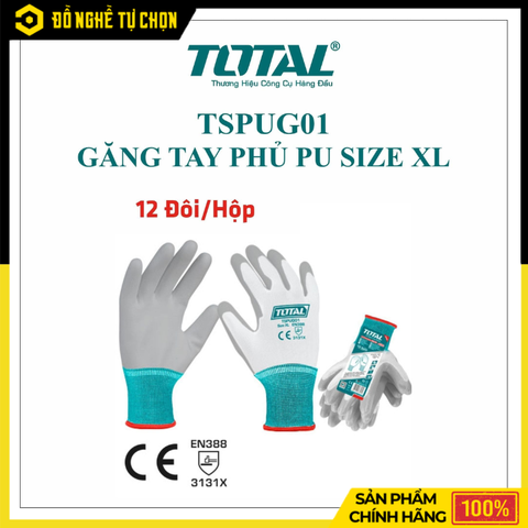 Găng Tay Bảo Hộ Phủ PU Chống Trơn Trượt Total TSPUG01 Size XL – Bám Chắc, An Toàn Khi Làm Việc | Hàng Chính Hãng, Có VAT