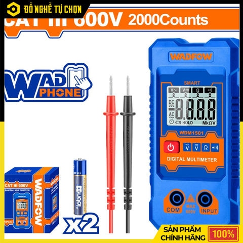 Đồng Hồ Vạn Năng Kỹ Thuật Số Wadfow WDM1501 – 600V – Hiển Thị RMS 2000 Số – Phạm Vi Tự Động – Hàng Chính Hãng Có VAT