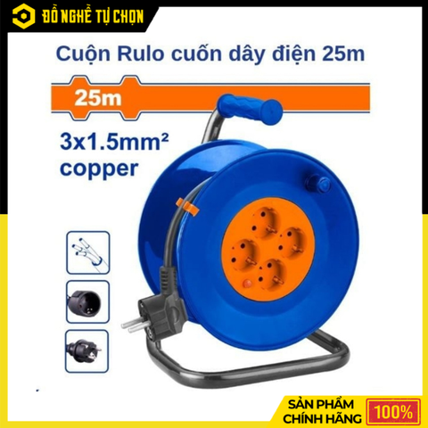 Cuộn Rulo Cuốn Dây Điện 25m Wadfow WEJ8380 Lõi Đồng Chất Lượng Cao, Cuốn Gọn Tiện Lợi Cho Công Trình Và Gia Đình | Hàng Chính Hãng, Có VAT