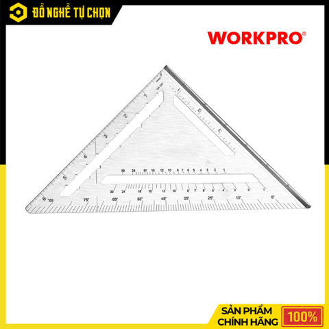 Thước Đo Góc Vuông Hình Tam Giác Workpro WP264007 180mm Bằng Nhôm Đúc Chính Xác Cao, Bền Bỉ Cho Thợ Mộc | Hàng Chính Hãng, Có VAT