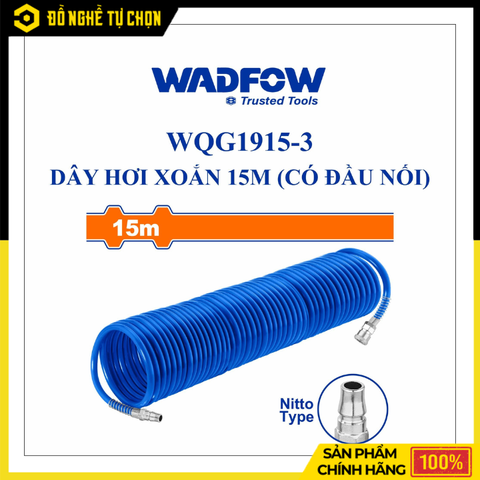 Dây Hơi Xoắn 15m Có Đầu Nối Nitto Wadfow WQG1915-3 | Hàng Chính Hãng, Có VAT