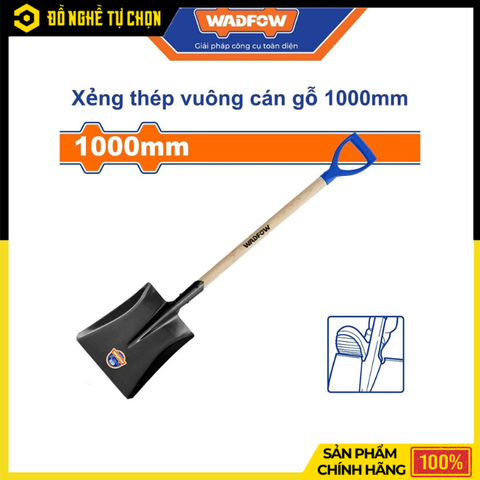 Xẻng Thép Vuông Cán Gỗ 1000mm Wadfow WSE1317 Cứng Cáp, Bền Bỉ, Hỗ Trợ Làm Vườn Hiệu Quả | Hàng Chính Hãng, Có VAT