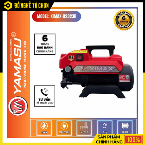 Máy Rửa Xe Ximax X2323R 2300W – Áp Lực Mạnh, Tự Hút Nước, Vệ Sinh Xe Và Sân Vườn Nhanh Chóng | Hàng Chính Hãng, Có VAT