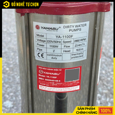Máy Bơm Chìm Nước Thải Yamasu YA-F1100 – Lưu Lượng Lớn 19,6m³/H, Chuyên Hút Hố Móng Và Bùn Non Hiệu Quả | Hàng Chính Hãng, Có VAT