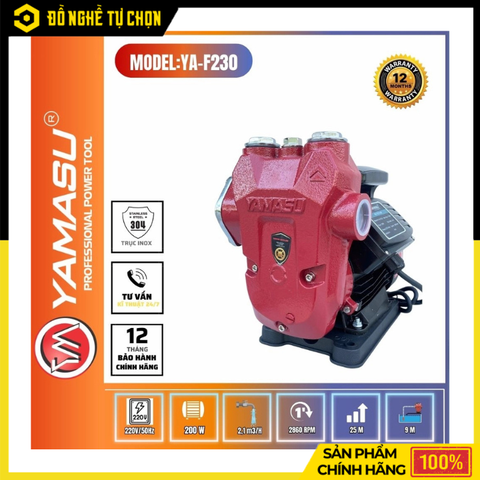 Máy Bơm Nước Chân Không Yamasu YA-F230 – Hút Sâu Mạnh Mẽ, Đẩy Cao Hiệu Quả Cho Gia Đình Và Nhà Vườn | Hàng Chính Hãng, Có VAT