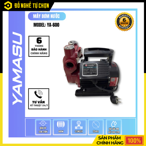 Máy Bơm Nước Yamasu YA-600 600W – Hút Sâu 9m, Đẩy Cao 32m, Cấp Nước Mạnh Mẽ Cho Gia Đình Và Nhà Vườn | Hàng Chính Hãng, Có VAT