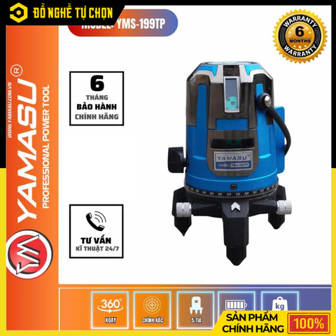 Máy Cân Mực Laser 5 Tia Xanh Yamasu YMS-199TP Siêu Sáng 25m | Hàng Chính Hãng, Có VAT