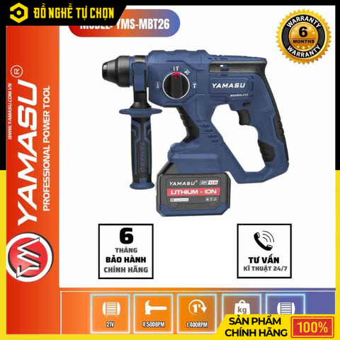 [THÂN] Máy Khoan Bê Tông Dùng Pin YMS-MBT26 – Đầu Gắn SDS Plus – Lực Đập 2.8J – Tốc Độ 1.400 Vòng/Phút – Hàng Chính Hãng Có VAT