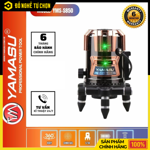 Máy Cân Mực Laser 5 Tia Xanh Yamasu YMS-S850 Serie 2025 Có Remote | Hàng Chính Hãng, Có VAT