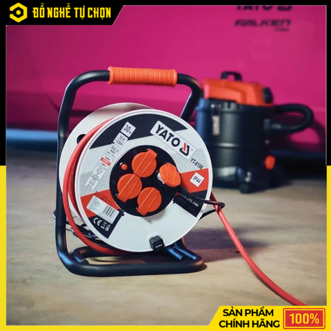 Ổ Cắm Quay Tay Kiểu Rulo Yato YT-8108 Dây 50m Công Suất 16A, Chống Quá Tải, Chuẩn IP44 | Hàng Chính Hãng, Có VAT