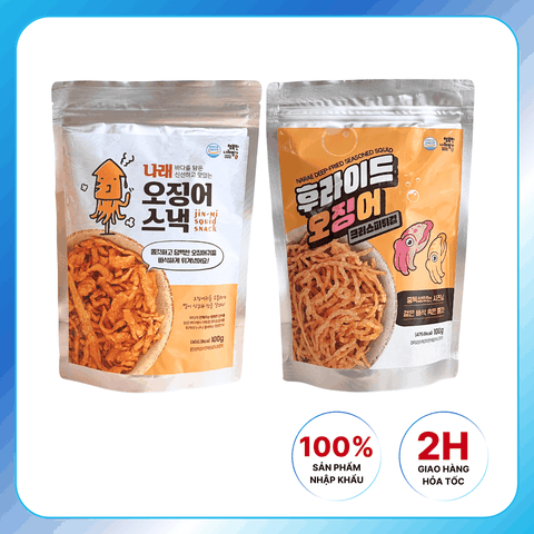 Combo 2 Gói Snack Mực Tẩm Vị Chiên Giòn Hàn Quốc 100gram/ Gói