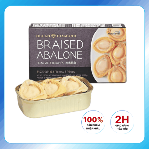 Bào Ngư Ngâm Muối Đóng Hộp (Hộp 3 con) 100g