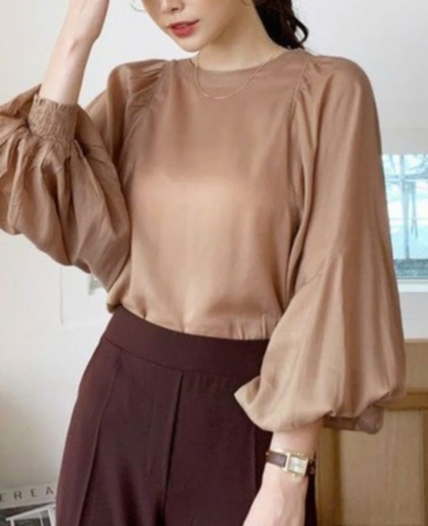 Áo lụa tay phồng