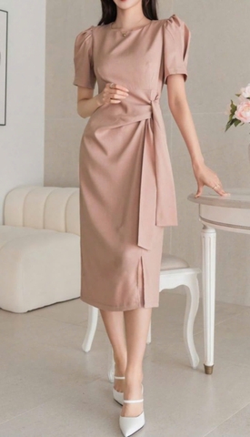 Đầm lụa Hồng Nơ dài