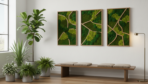 Tranh rêu bộ 3 chữ nhật R02