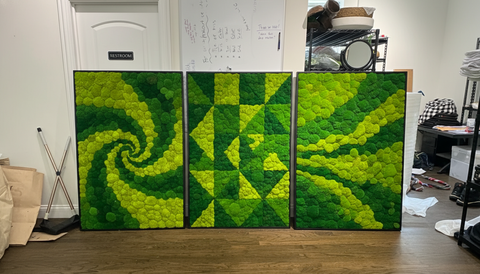 Tranh rêu bộ 3 chữ nhật R44