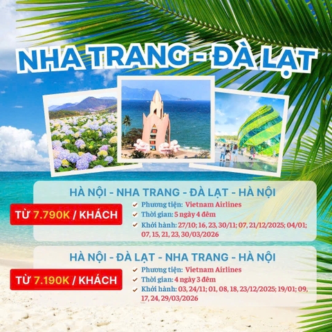 Tour Nha Trang – Đà Lạt Cuối Năm 2025 | Combo 2 Thành Phố Hot Nhất Miền Trung