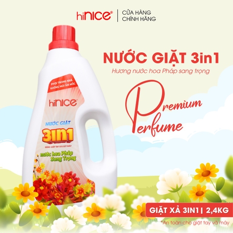 Nước giặt xả 3in1 hiNICE hương nước hoa Pháp sang trọng 2,4kg – Bảo Hành 100%