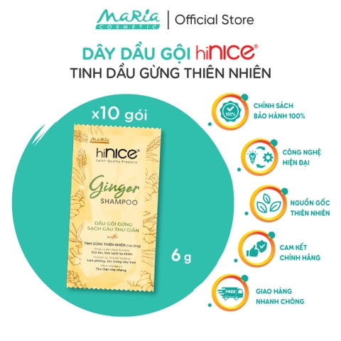 Dầu gội hiNice tinh dầu Gừng thiên nhiên 10x6gx72 dây