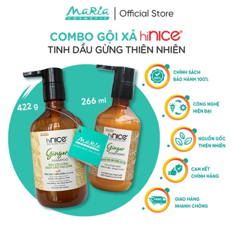 Bộ đôi gội xả hiNice tinh dầu Gừng thiên nhiên (422g+266ml)x20 bộ