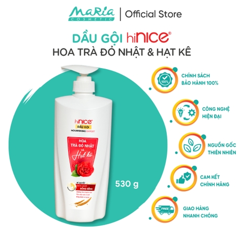 Dầu gội hiNICE Hoa Trà Đỏ & Hạt Kê suôn mượt bồng bềnh 530g - Bảo Hành 100%